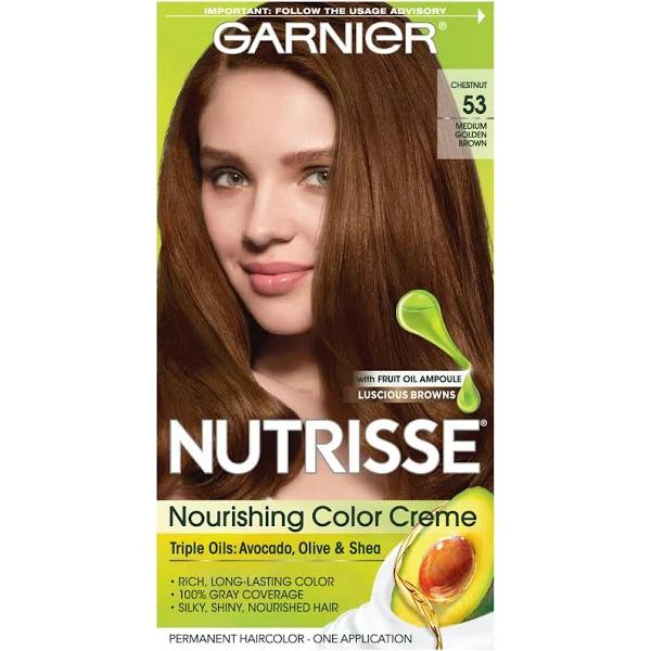 Garnier Nutrisse Nourishing Hair Color Creme, 53 Medium Golden Brown (