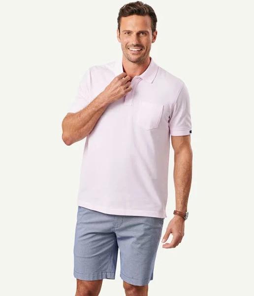 GAZMAN Oxford Pocket Polo in Pale Pink Red L