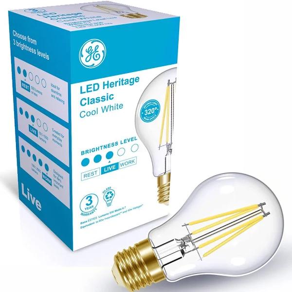 GE 7.6W Heritage LED GLS ES Globe in Cool White