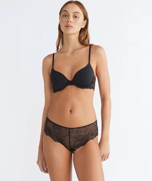 Geo Lace Lightly Lined Demi Bra Black 16 C