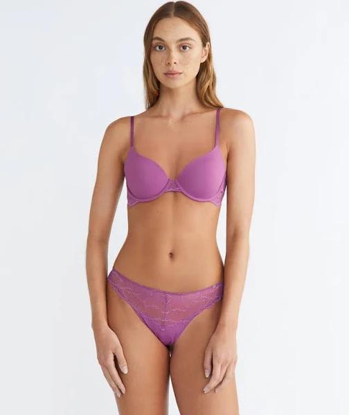 Geo Lace Lightly Lined Demi Bra Purple 10 F