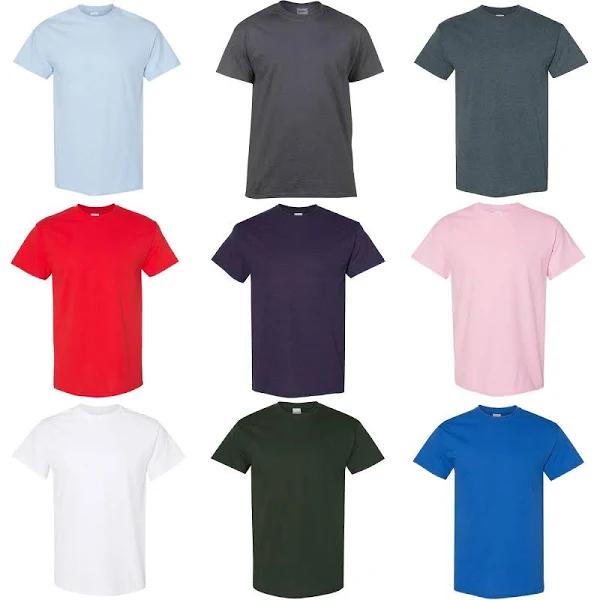Gildan Mens Heavy Cotton Short Sleeve T-Shirt (Pack of 5) Heliconia M