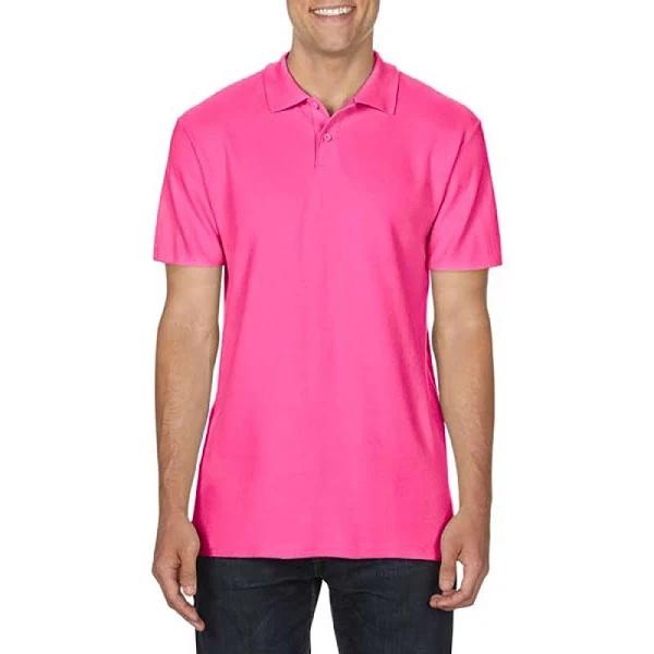 Gildan Softstyle Mens Short Sleeve Double Pique Polo Shirt Heliconia M