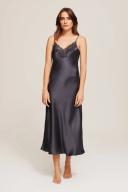GINIA Lace Silk Lace Slip in India Ink - 100% 19mm Silk Grade 6A XL / India Ink
