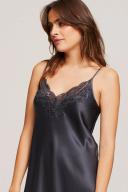 GINIA Lace Silk Lace Slip in India Ink - 100% 19mm Silk Grade 6A XL / India Ink