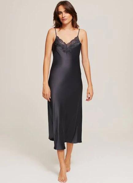GINIA Lace Silk Lace Slip in India Ink - 100% 19mm Silk Grade 6A XL / India Ink