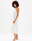 GINIA Silk Long V Neck Nightie - Creme