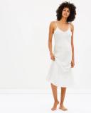 GINIA Silk Long V Neck Nightie - Creme