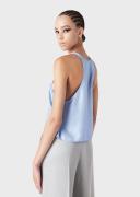 Giorgio Armani - Silk Twill Top Armani Sustainability Values, 100% Silk, Azure, Size: 40