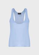Giorgio Armani - Silk Twill Top Armani Sustainability Values, 100% Silk, Azure, Size: 40