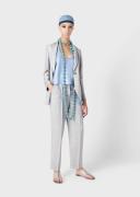 Giorgio Armani - Silk Twill Top Armani Sustainability Values, 100% Silk, Azure, Size: 40