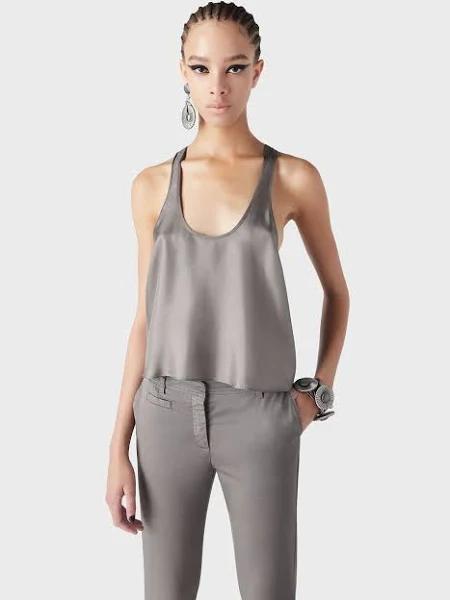 Giorgio Armani - Silk Twill Top Armani Sustainability Values, 100% Silk, Dove Grey, Size: 40