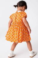 Girls Next Lace Collar Shirred Cotton Dress (3mths-8yrs) - Orange