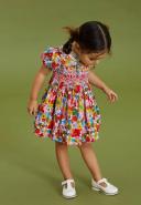 Girls Next Printed Lace Collar Shirred Cotton Dress (3mths-8yrs) - Red