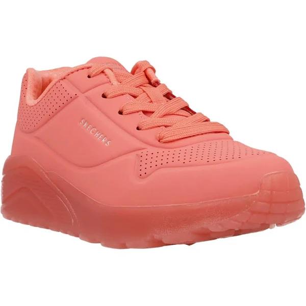 Girls Skechers Uno Ice Coral Comfy Kids Running Shoe