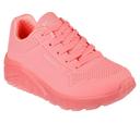 Girls Skechers Uno Ice Coral Comfy Kids Running Shoe