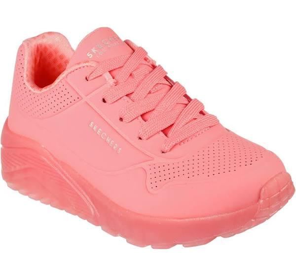 Girls Skechers Uno Ice Coral Comfy Kids Running Shoe