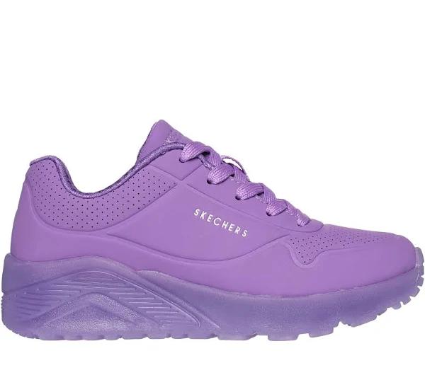 Girls Skechers Uno Ice Purple Comfy Kids Running Shoe