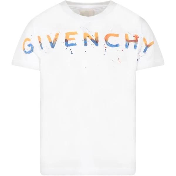 Givenchy Boys White Cotton Logo T-Shirt