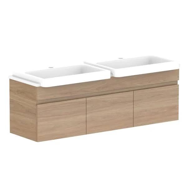 Glacier Pro Semi Recessed Door & Drawer, Slim 1200mm / Wall Hung / Cherry Pie / Double Bowl