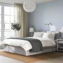 GLADSTAD Upholstered Bed, 2 Storage Boxes, Kabusa Light Grey