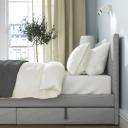 GLADSTAD Upholstered Bed, 2 Storage Boxes, Kabusa Light Grey