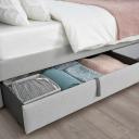 GLADSTAD Upholstered Bed, 2 Storage Boxes, Kabusa Light Grey