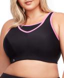Glamorise No-Bounce Camisole Wirefree Sports Bra - Black/Pink - 28E Black/Pink