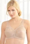 Glamorise Women's Bra Nude Beige Size 44F Full Coverage Floral Lace