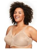 Glamorise Women's Bra Nude Beige Size 44F Full Coverage Floral Lace