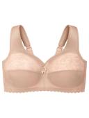 Glamorise Women's Bra Nude Beige Size 44F Full Coverage Floral Lace