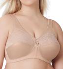 Glamorise Women's Bra Nude Beige Size 44F Full Coverage Floral Lace