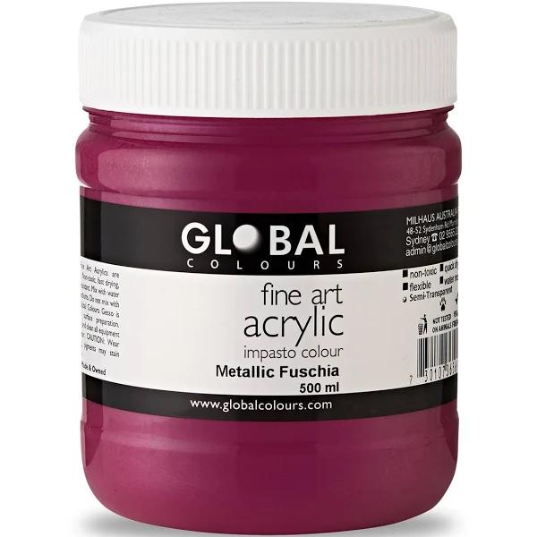Global Metallic Fuschia - 500ml Fine Art Acrylic Impasto Paint