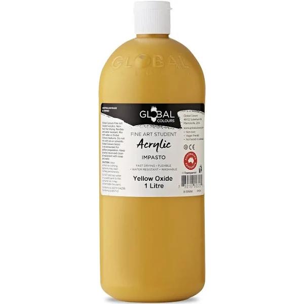 Global Yellow Oxide - 1 Litre Student Fine Art Acrylic Impasto Paint