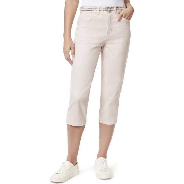 Gloria Vanderbilt Women's Capri Rosy Pink Belted High-Rise Capri Jeans 10