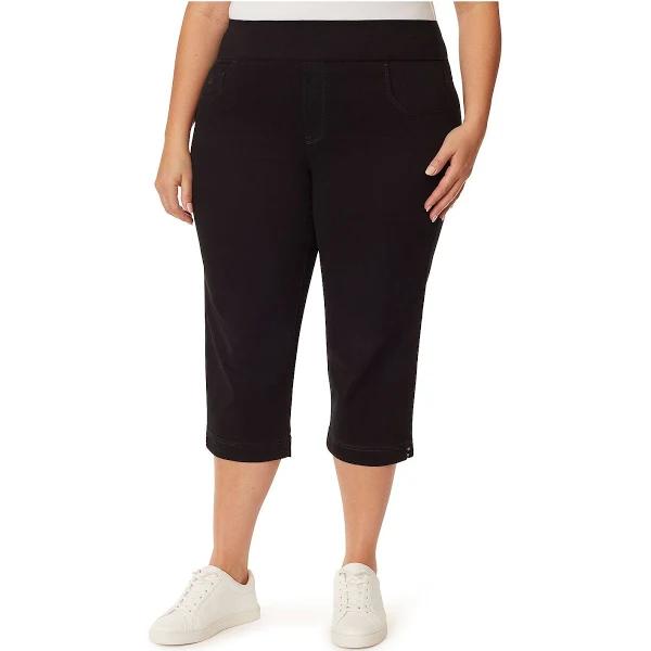 Gloria Vanderbilt Women's Plus Capri Black Amanda Wide-Waistband Capri Jeans 18W