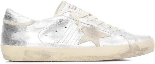 Golden Goose Men's Super-Star Leather Sneakers in Silver/Ivory, Size UK 10 | END. Clothing