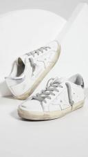 Golden Goose Superstar Sneakers | Silver/White | Size 35 | Shopbop
