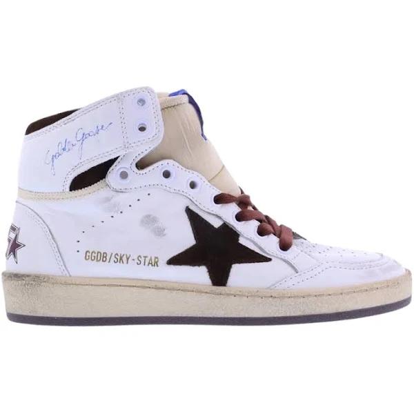 Golden Goose White & Brown Sky-Star Sneakers