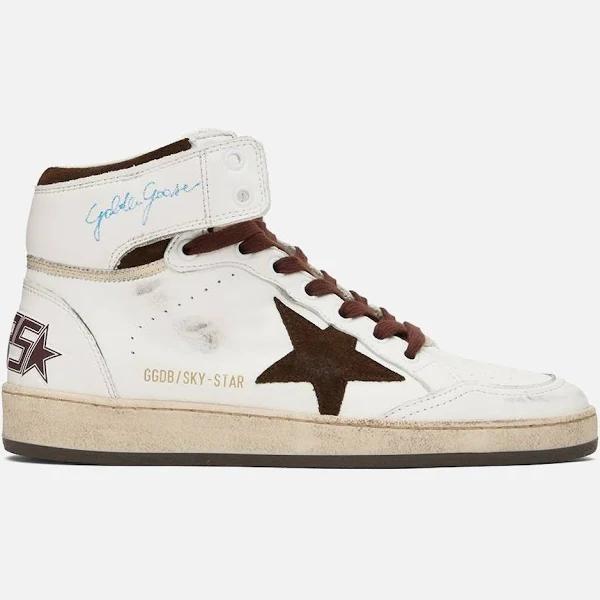 Golden Goose White & Brown Sky-Star Sneakers