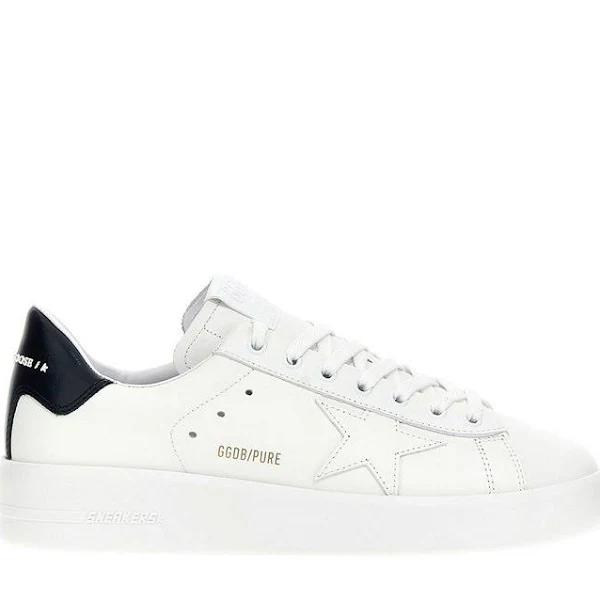 Golden Goose White & Navy Purestar Sneakers