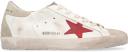 Golden Goose White- Red Leather Super Star Sneakers WHITE/ICE/RED