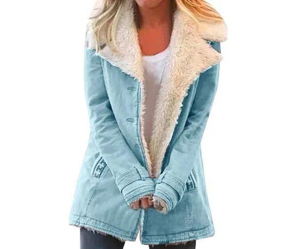 GoodGoods Women's Fleece Lined Thermal Long Sleeve Jacket Jacket Winter  Coat Set Puff Top Button Ladies Clothing(Blue,XL), Price History &  Comparison