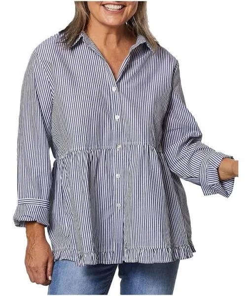 Gordon Smith Stripe Frill Hem Shirt Navy 18