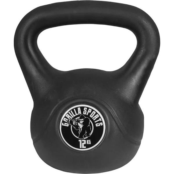 Gorilla Sports Vinyl Kettlebell - Black, 12kg