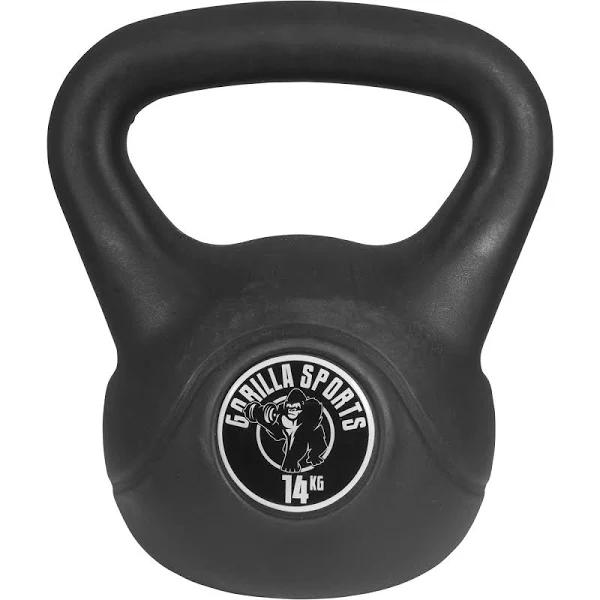 Gorilla Sports Vinyl Kettlebell - Black, 14kg