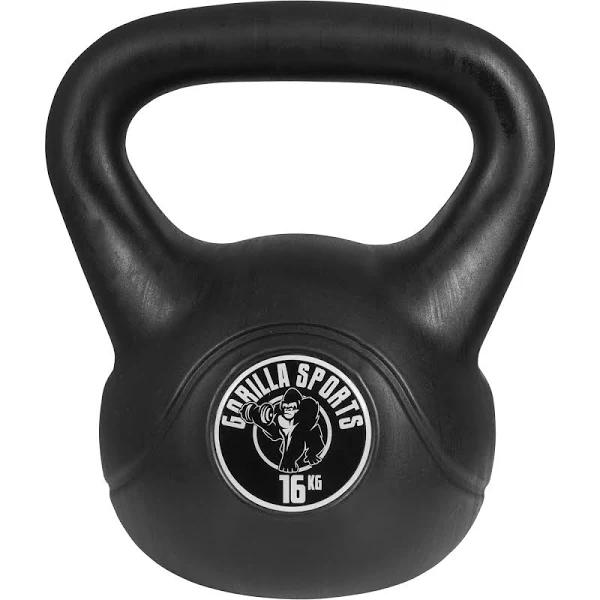 Gorilla Sports Vinyl Kettlebell - Black, 16kg