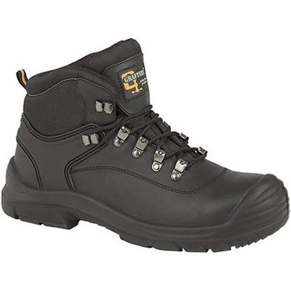 Grafters Mens Super Wide EEEE Fitting Safety Boots Black 7 UK