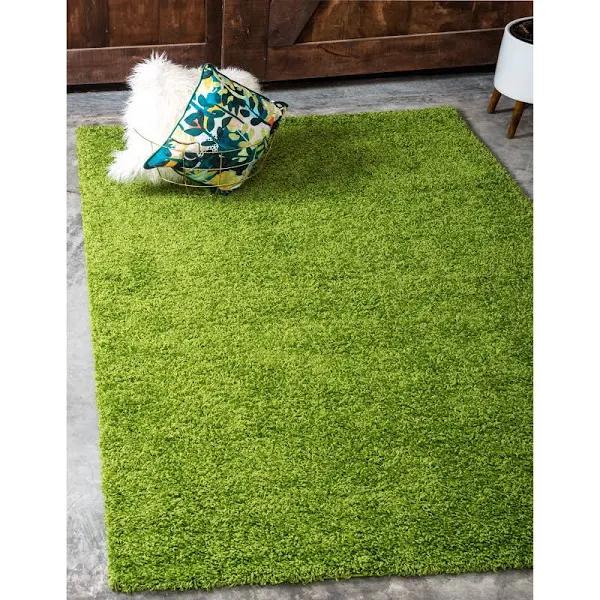 Grass Green Solid Shag Rug 5x8