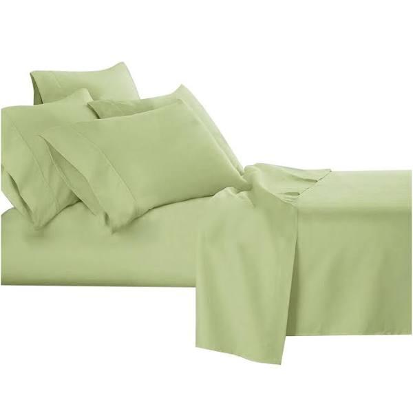 Green Bamboo Cooling Flat Fitted Sheet Set - 2000TC
